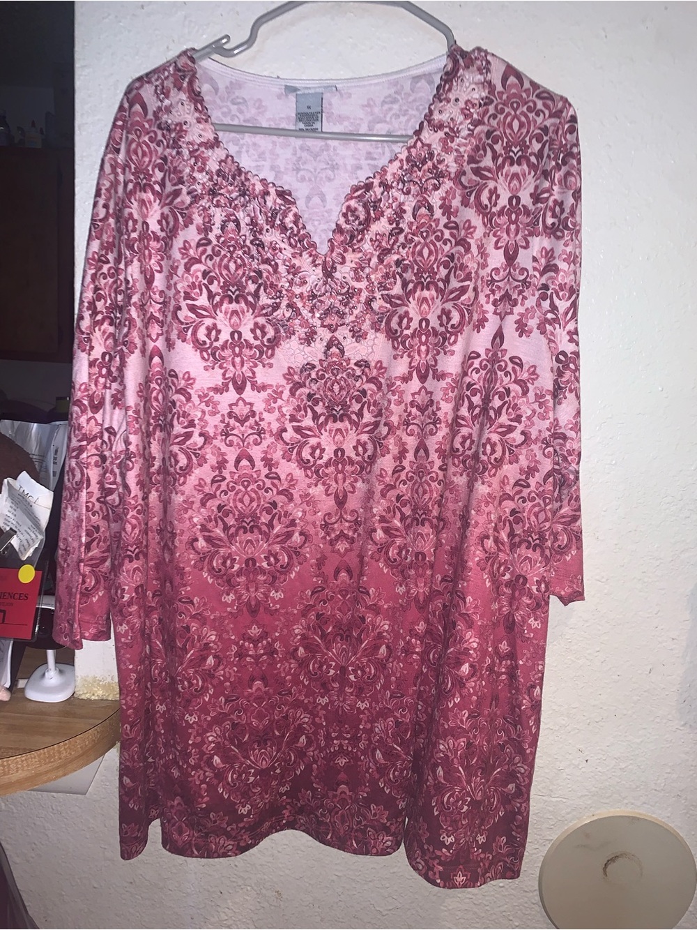 Catherines Pink and Burgundy Floral Ombre Blouse